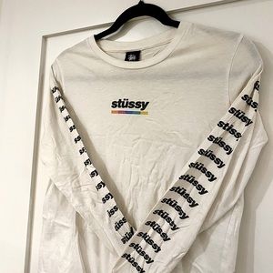 Trendy STUSSY Long Sleeve White T Shirt